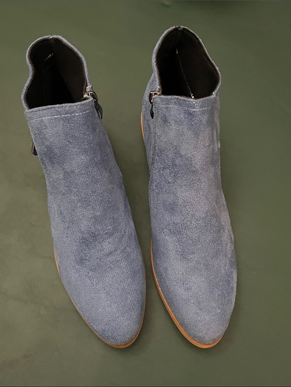 Blue Suede Denim Ankle Boots